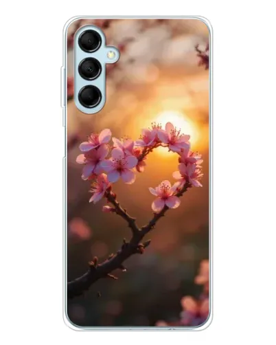 Чехол для Samsung Galaxy M16 с картинкой «Розовый цвет сердце на фоне заката»