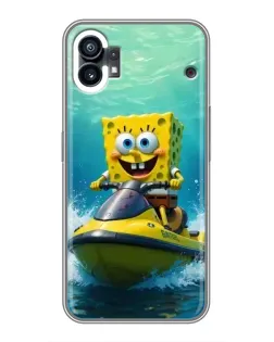 Чехол для Samsung Galaxy M17e с картинкой «Спанч Боб на гидроцикле»