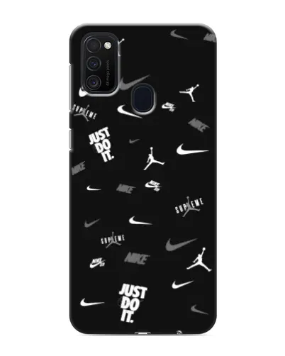 Чехол для Samsung Galaxy M21 с картинкой «Nike Black Pattern» Чехол для Samsung Galaxy M21 с картинкой «Nike Black Pattern»