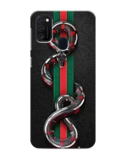 Чехол для Samsung Galaxy M21 с картинкой «Gucci — змея на полосе» Чехол для Samsung Galaxy M21 с картинкой «Gucci — змея на полосе»