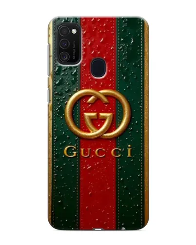 Чехол для Samsung Galaxy M21 с картинкой «Gucci — фирменная полоса и золото» Чехол для Samsung Galaxy M21 с картинкой «Gucci — фирменная полоса и золото»