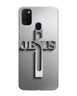 Чехол для Samsung Galaxy M21 с картинкой «Металлический крест Jesus»