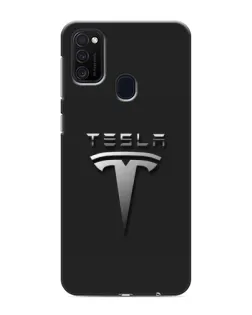 Чехол для Samsung Galaxy M21 с картинкой «Стальной логотип Tesla» Чехол для Samsung Galaxy M21 с картинкой «Стальной логотип Tesla»