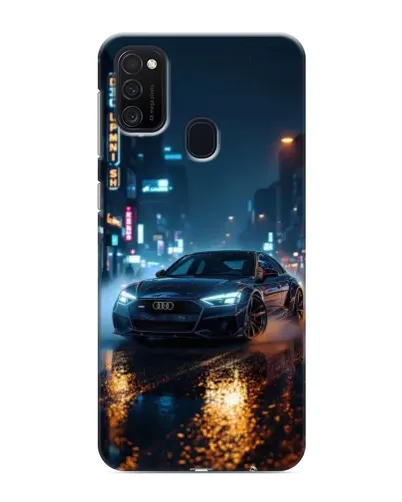 Чехол для Samsung Galaxy M21 с картинкой «Ночной город и Audi»
