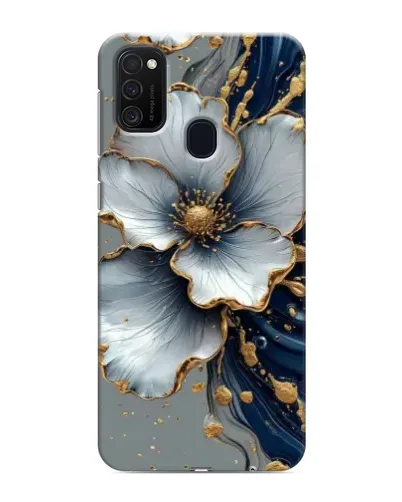 Чехол для Samsung Galaxy M21 с картинкой «Белый цветок и золотой флюид» Чехол для Samsung Galaxy M21 с картинкой «Белый цветок и золотой флюид»