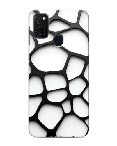 Чехол для Samsung Galaxy M21 с картинкой «Белая объемная сетка»