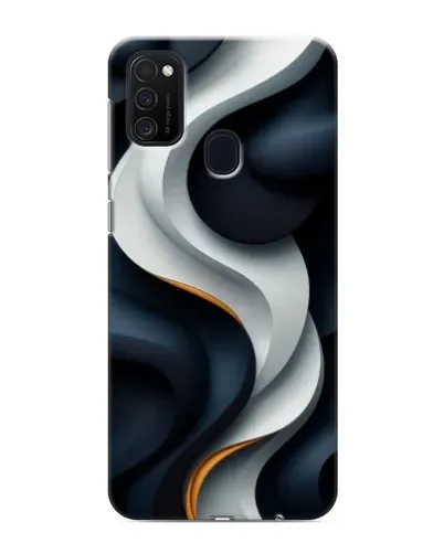 Чехол для Samsung Galaxy M21 с картинкой «Объемные черно-белые ленты»