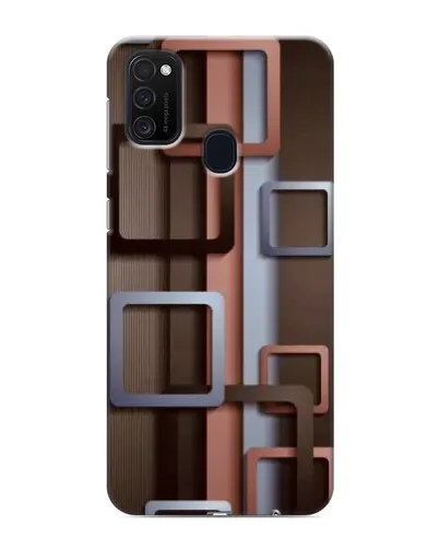 Чехол для Samsung Galaxy M21 с картинкой «Коричневые объемные квадраты»