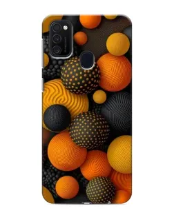 Чехол для Samsung Galaxy M21 с картинкой «Объемные оранжевые сферы»