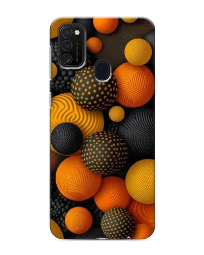 Чехол для Samsung Galaxy M21 с картинкой «Объемные оранжевые сферы»
