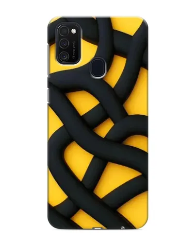 Чехол для Samsung Galaxy M21 с картинкой «Черное желтое переплетение»