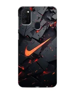 Чехол для Samsung Galaxy M21s с картинкой «Nike — эффект разломов»
