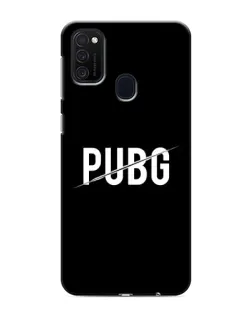 Чехол для Samsung Galaxy M21s с картинкой «PUBG — белый логотип»