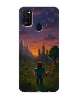 Чехол для Samsung Galaxy M21s с картинкой «Стив у башни»
