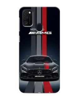 Чехол для Samsung Galaxy M21s с картинкой «Mercedes — белый карбон»
