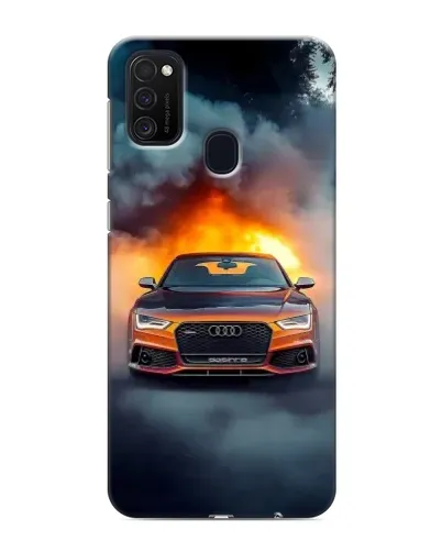 Чехол для Samsung Galaxy M21s с картинкой «Audi в огненном дыму»