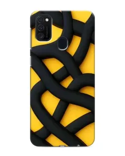 Чехол для Samsung Galaxy M21s с картинкой «Черное желтое переплетение»