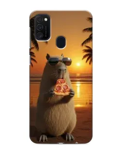 Чехол для Samsung Galaxy M21s с картинкой «Капибара с пиццей»