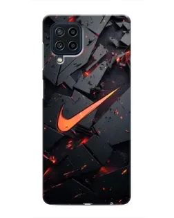 Чехол для Samsung Galaxy M22 с картинкой «Nike — эффект разломов»