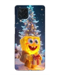 Чехол для Samsung Galaxy M22 с картинкой «Рождественский Спанч Боб»