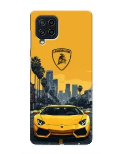 Чехол для Samsung Galaxy M22 с картинкой «Желтый Lamborghini город»