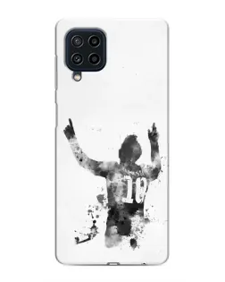 Чехол для Samsung Galaxy M22 с картинкой «Черно-белый силуэт Месси» Чехол для Samsung Galaxy M22 с картинкой «Черно-белый силуэт Месси»