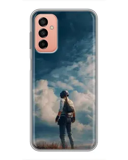 Чехол для Samsung Galaxy M23 (5G) с картинкой «Герой PUBG на скале»