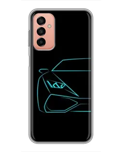 Чехол для Samsung Galaxy M23 (5G) с картинкой «Голубой силуэт Lamborghini»