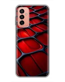 Чехол для Samsung Galaxy M23 (5G) с картинкой «Красная глянцевая сетка»