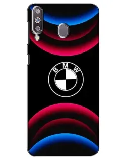 Чехол для Samsung Galaxy M30 (M305) с картинкой «Логотип BMW и неоновые дуги»