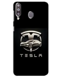 Чохол для Samsung Galaxy M30 (M305) з картинкою «Tesla — срібне авто»