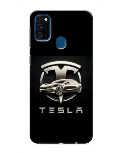 Чехол для Samsung Galaxy M30s (M307) с картинкой «Tesla — серебристое авто»