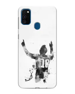 Чехол для Samsung Galaxy M30s (M307) с картинкой «Черно-белый силуэт Месси»