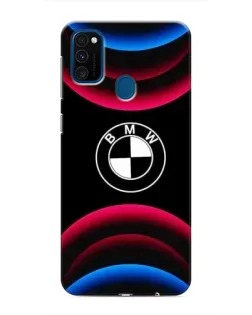 Чехол для Samsung Galaxy M31 с картинкой «Логотип BMW и неоновые дуги»