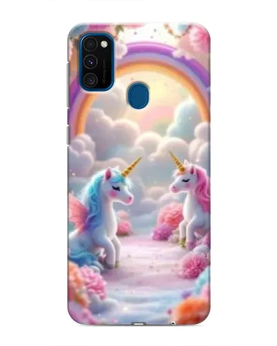 Чехол для Samsung Galaxy M31 с картинкой «Радуга и единороги»