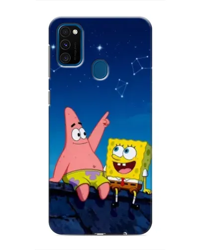 Чехол для Samsung Galaxy M31 с картинкой «Губка Боб и Патрик ночью»