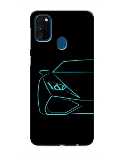 Чехол для Samsung Galaxy M31 с картинкой «Голубой силуэт Lamborghini»