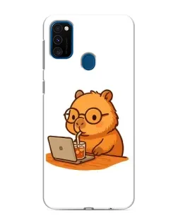 Чехол для Samsung Galaxy M31 с картинкой «Капибара с ноутбуком»