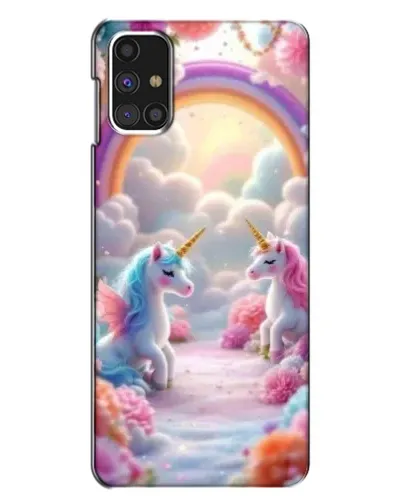 Чехол для Samsung Galaxy M31s с картинкой «Радуга и единороги»