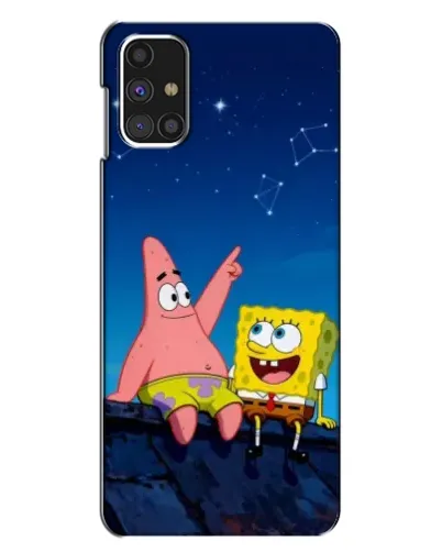Чехол для Samsung Galaxy M31s с картинкой «Губка Боб и Патрик ночью»