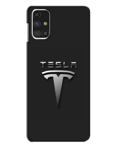Чехол для Samsung Galaxy M31s с картинкой «Стальной логотип Tesla»