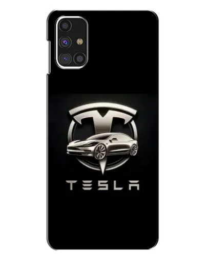 Чехол для Samsung Galaxy M31s с картинкой «Tesla — серебристое авто»