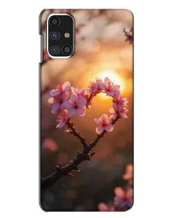 Чехол для Samsung Galaxy M31s с картинкой «Розовый цвет сердце на фоне заката»