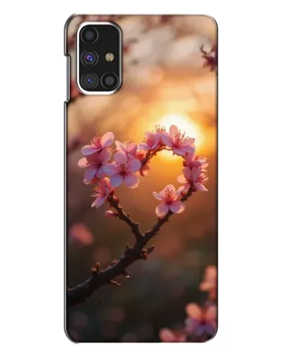 Чехол для Samsung Galaxy M31s с картинкой «Розовый цвет сердце на фоне заката»