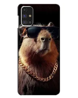 Чехол для Samsung Galaxy M31s с картинкой «Капибара золотая цепь»
