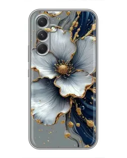 Чехол для Samsung Galaxy M32 5g с картинкой «Белый цветок и золотой флюид»