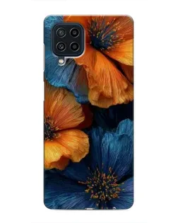 Чехол для Samsung Galaxy M32 с картинкой «Яркая сине-оранжевая флора»