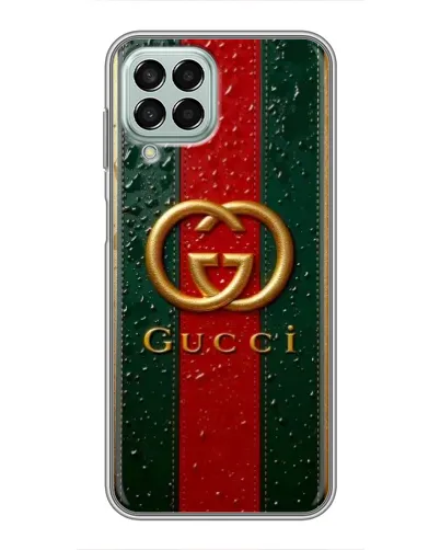 Чехол для Samsung Galaxy M33 (5G) (M336B) с картинкой «Gucci — фирменная полоса и золото» Чехол для Samsung Galaxy M33 (5G) (M336B) с картинкой «Gucci — фирменная полоса и золото»