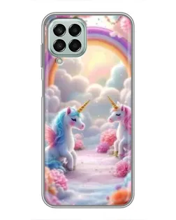 Чехол для Samsung Galaxy M33 (5G) (M336B) с картинкой «Радуга и единороги»