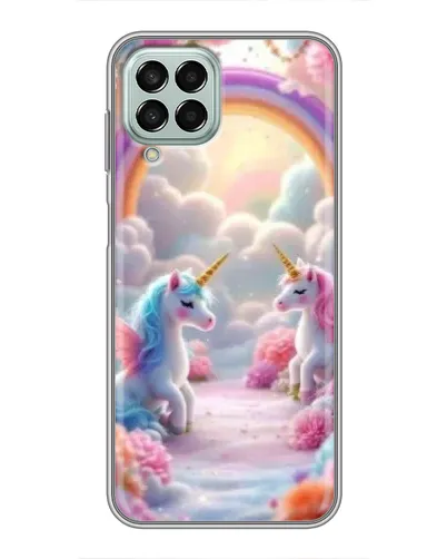 Чехол для Samsung Galaxy M33 (5G) (M336B) с картинкой «Радуга и единороги»
